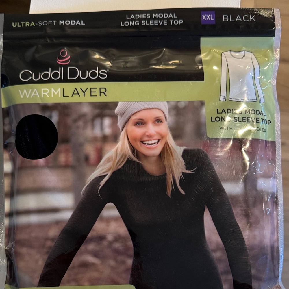 Cuddl Duds Women's Ultra Soft Black Long Sleeve Shirt NWT XXL